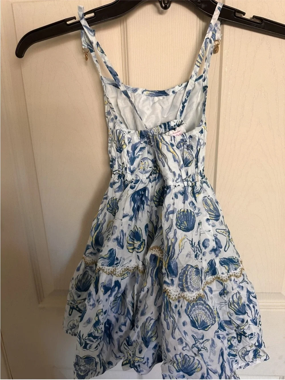 Girls Blue & White Sea Print Sundress resort style size 4